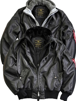 alpha industries leather bomber jacket